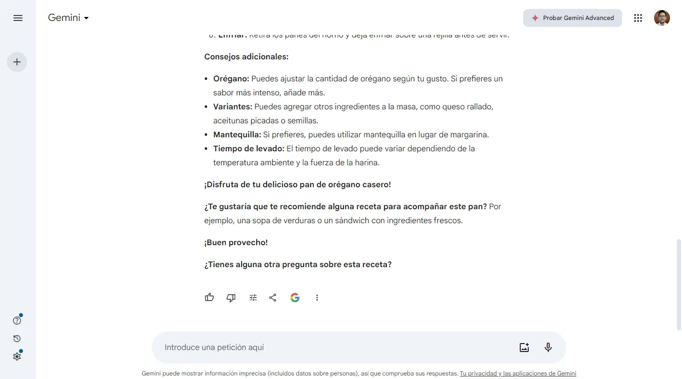 Consejos adicionales de Gemini.