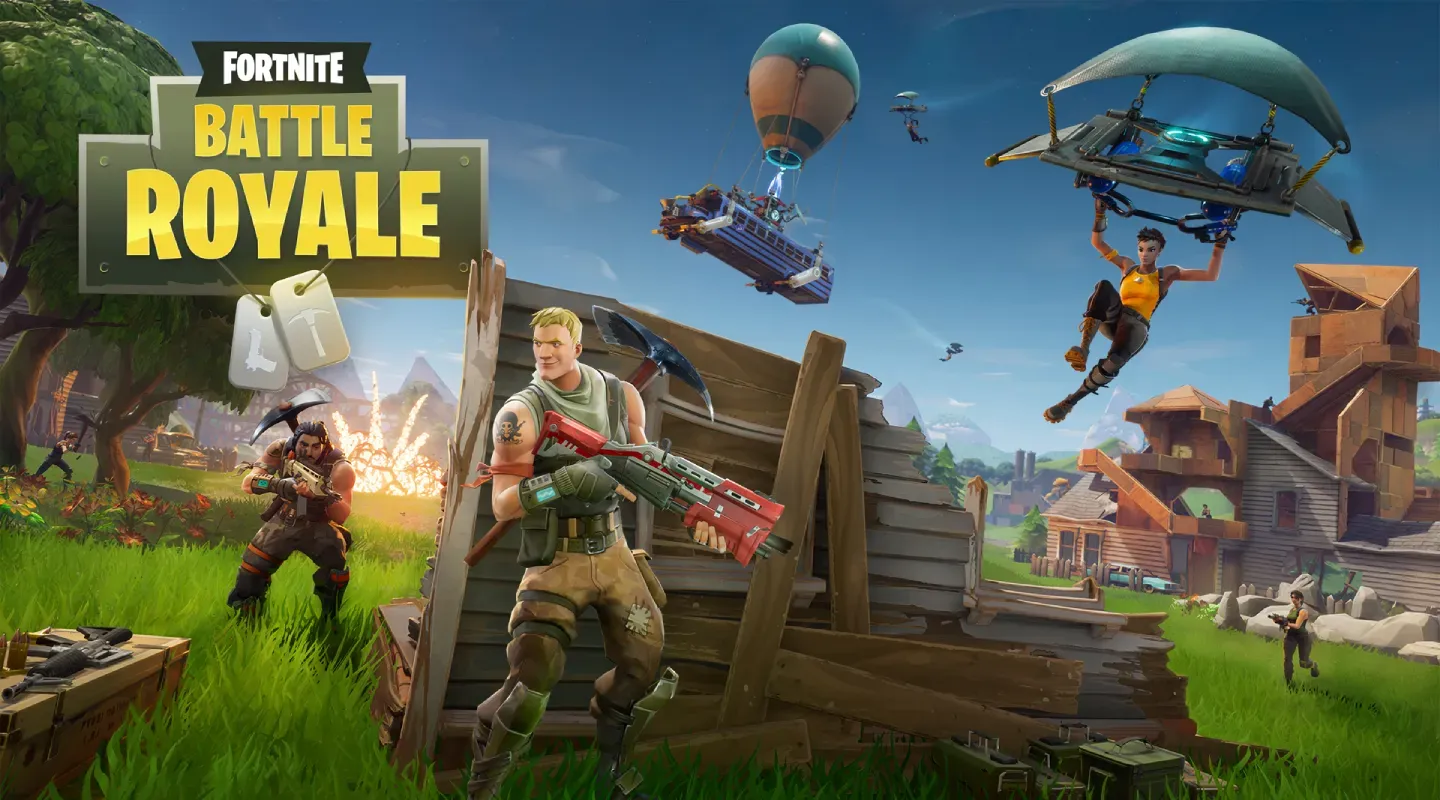 Imagen promocional del parche 1.6 de Fortnite, que presentó el modo Battle Royale.